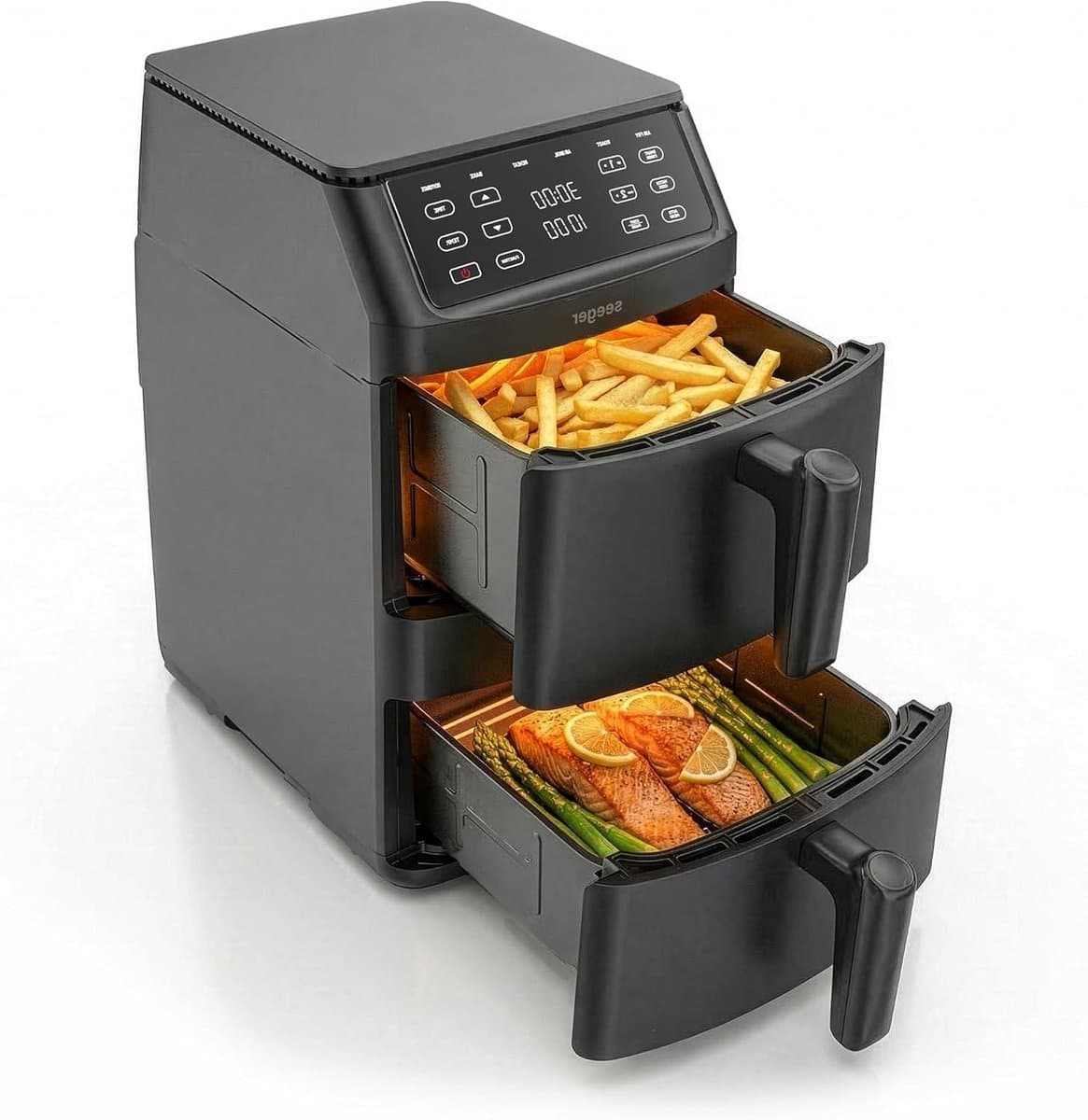 Dubbele Airfryer - Heteluchtfriteuse Dubbel - Gezond Koken - PFAS-vrije Anti-aanbaklaag - 11 Liter - Zwart — afbeelding 1