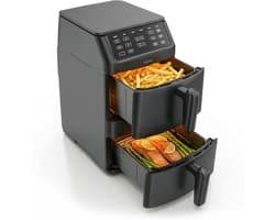 Dubbele Airfryer - Heteluchtfriteuse Dubbel - Gezond Koken - PFAS-vrije Anti-aanbaklaag - 11 Liter - Zwart