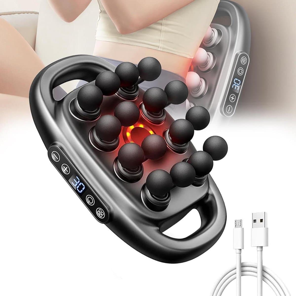 Massagepistool Set - Spierontspanning Tool - Herstel na Sport - 16 Snelheden - 30 Intensiteitsniveaus - Grijs — afbeelding 1