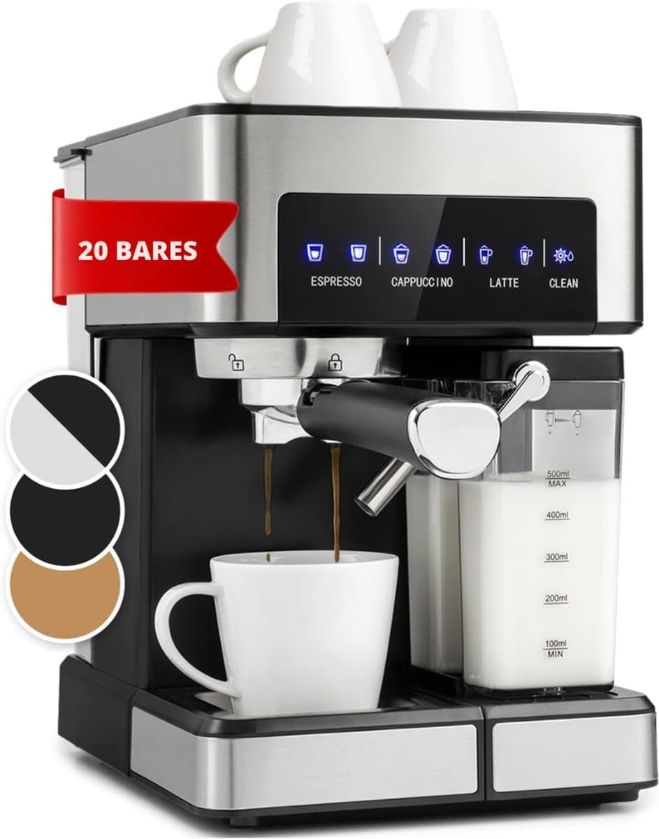 FlexVer® Volautomatische Koffiemachine - Koffieapparaat automatisch - Fully Automatic Coffee Machine - 1.8 Liter Tank - Zilver — afbeelding 1