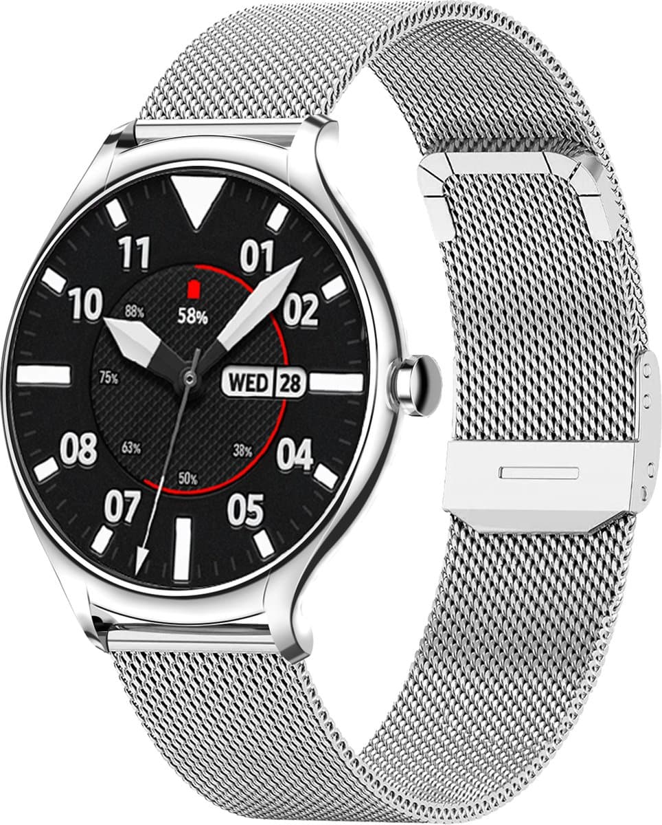 Royal Supplies S8 - Smartwatch - Smartwatch Heren & Dames - 2026 model - HD Touchscreen - Horloge - Stappenteller - Saturatiemeter - IOS & Android -Screenprotector- Zilver Staal — afbeelding 1