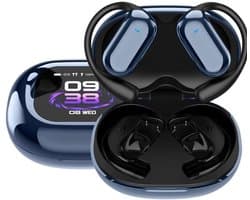 De Beste Gadgets Draadloze Oordopjes – Bluetooth 5.4 – Open Ear Sport Earbuds – 70 Uur Batterij – Waterbestendig IPX5 – Met Touchscreen Case