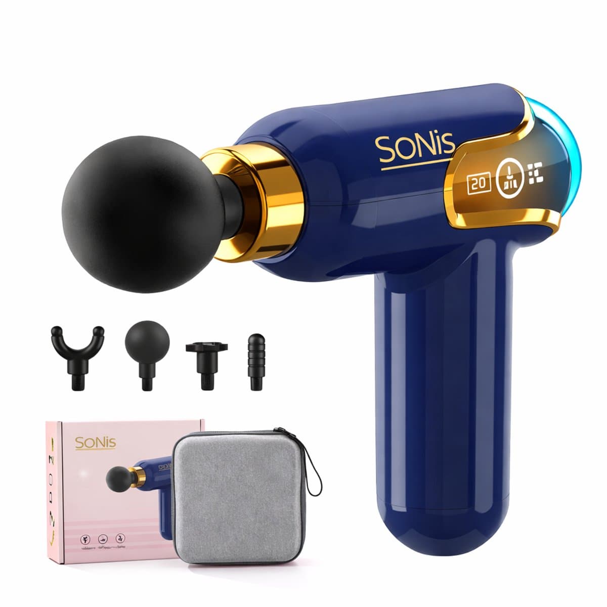 SoNis Massage Gun Mini - Professioneel Massage Apparaat - Massageapparaat Massage gun - Massage Pistool - Blauw — afbeelding 1
