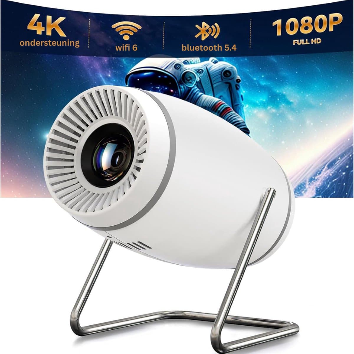 NBAP® Mini Beamer - Projector met Wifi - Bluetooth - Wit — afbeelding 1