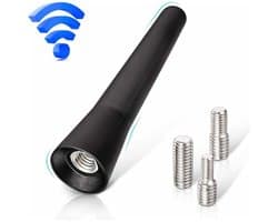 Ynkkvre -Korte DAB Auto Antenne 6,5 cm – RVS FM AM DAB+ Antenne – Toolloze Montage met 4/5/6 mm Adapter – Waterdicht & Roestvrij – Universeel voor Auto