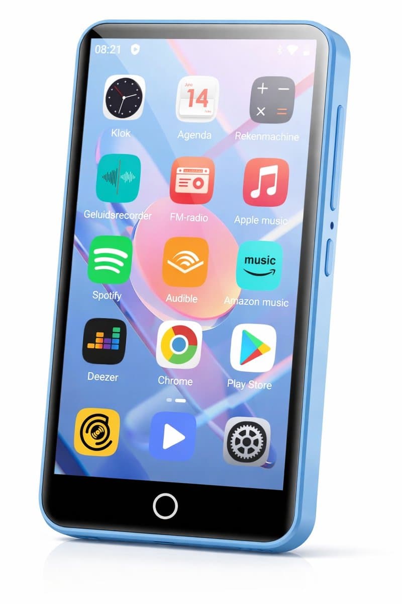 MP3-speler met Bluetooth en WiFi – 4 Inch Touchscreen MP4-speler – 1080P Videospeler – Android 9.0 met Play Store – 64GB + uitbreidbaar – Blauw — afbeelding 1