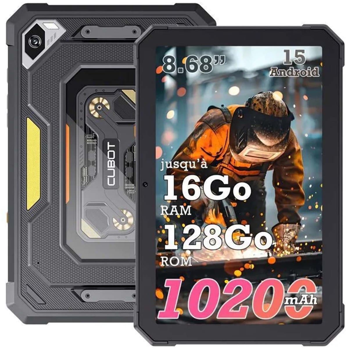 Robuuste Tablet - CUBOT TAB Kingkong Mini - Gemini AI - 16GB RAM 128GB ROM - 8,68 inch - Android 15 - 10200 mAh - Dual SIM 4G - IP68/IP69 K - Widevine L1 - GPS - Zwart — afbeelding 1