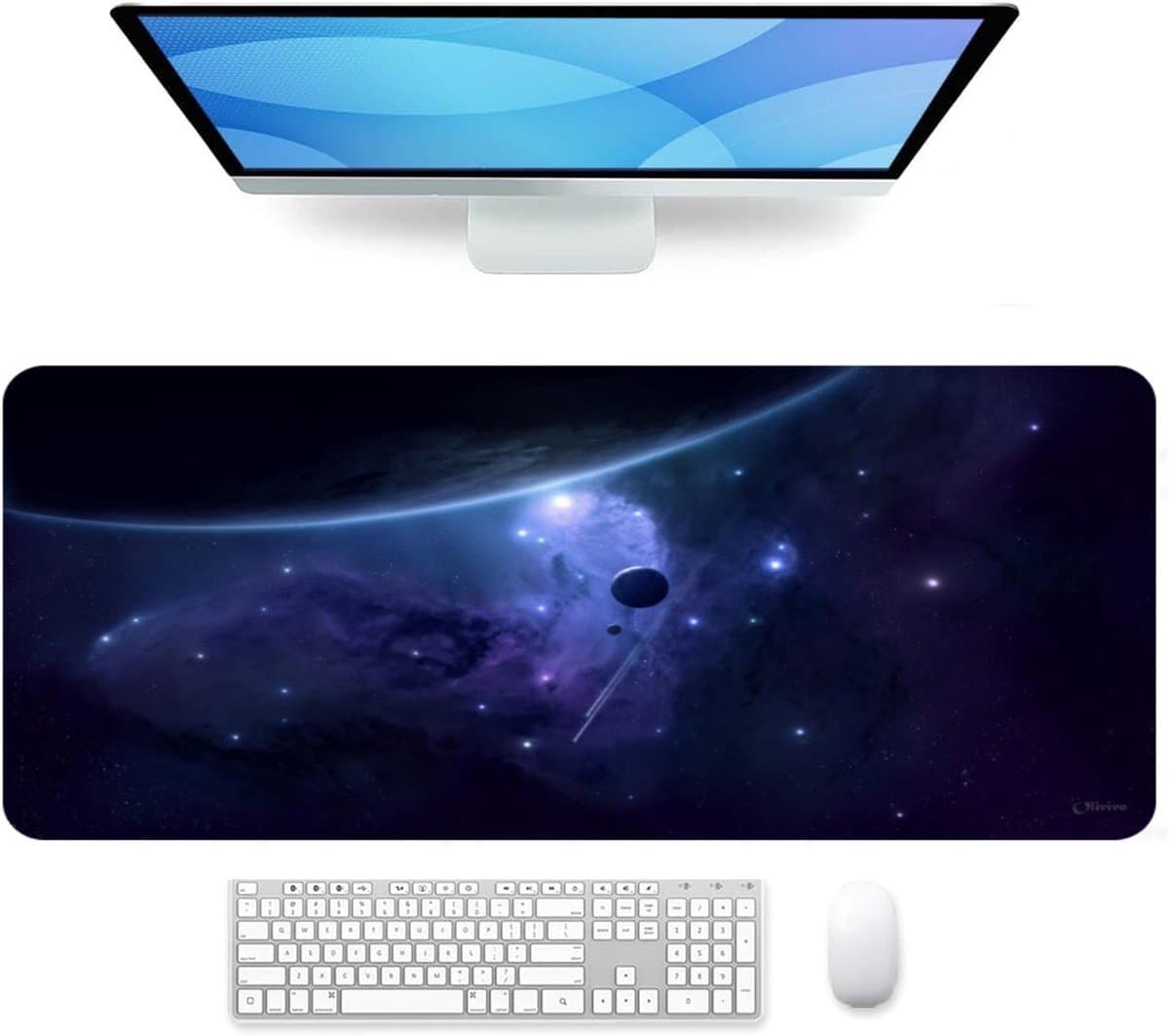 Olivivo® Muismat Heelal - Gaming Mousepad XXL - Onderlegger - Grote Muismat - 90x40 CM - Bureaulegger - Toetsenbord - Anti Slip - Waterproof - Desktop mat — afbeelding 1