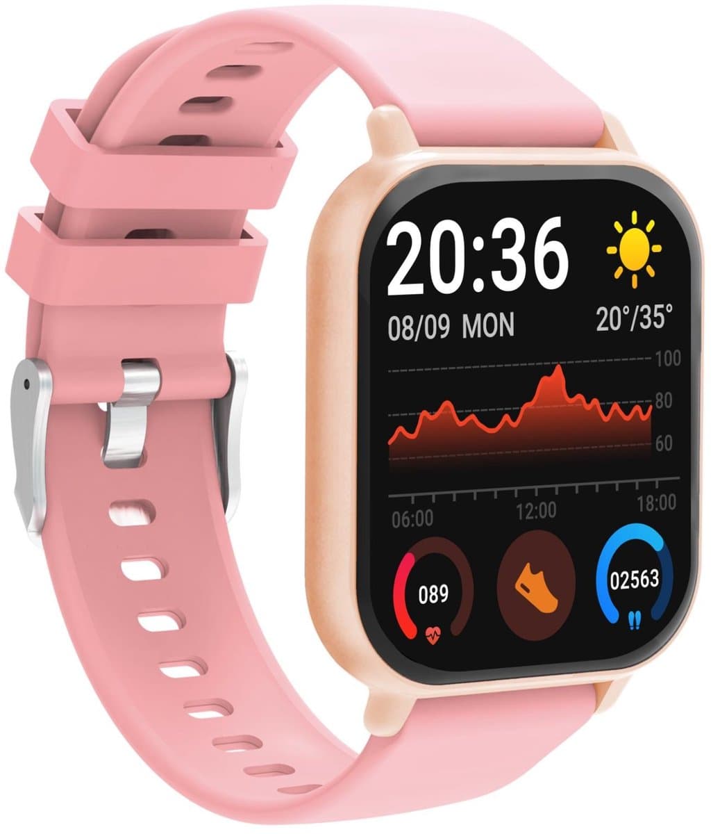 Denver Smartwatch - Android iOS - Notificaties - Sporthorloge - Hartslagmeter - Saturatiemeter - Slaapmonitor - SWC176RO - Roze — afbeelding 1