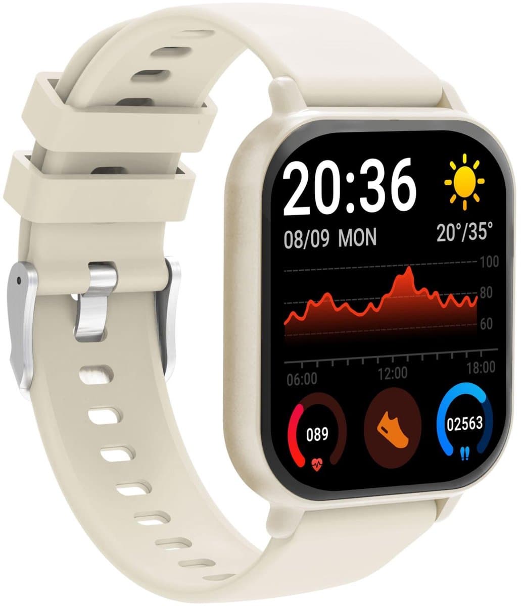 Denver Smartwatch - Android iOS - Notificaties - Sporthorloge - Hartslagmeter - Saturatiemeter - Slaapmonitor - SWC176BE - Beige — afbeelding 1