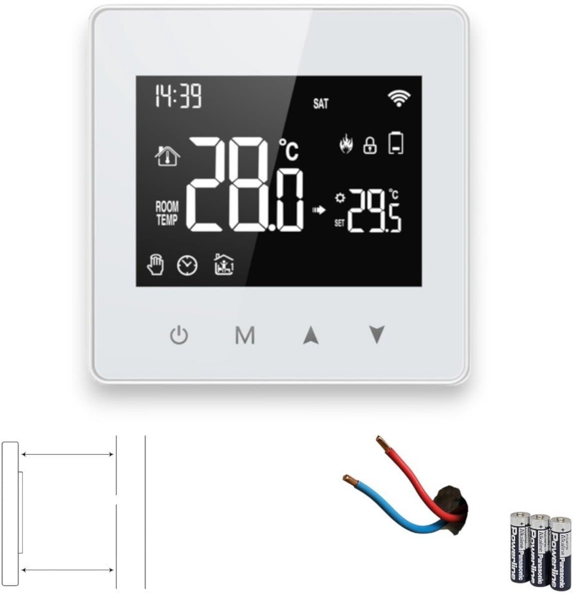 Zigbee Wifi Thermostaat | Opbouw | Touchscreen bediening | Aan uit CV | Tuya Smart Life | Open raam detectie | Wit — afbeelding 1