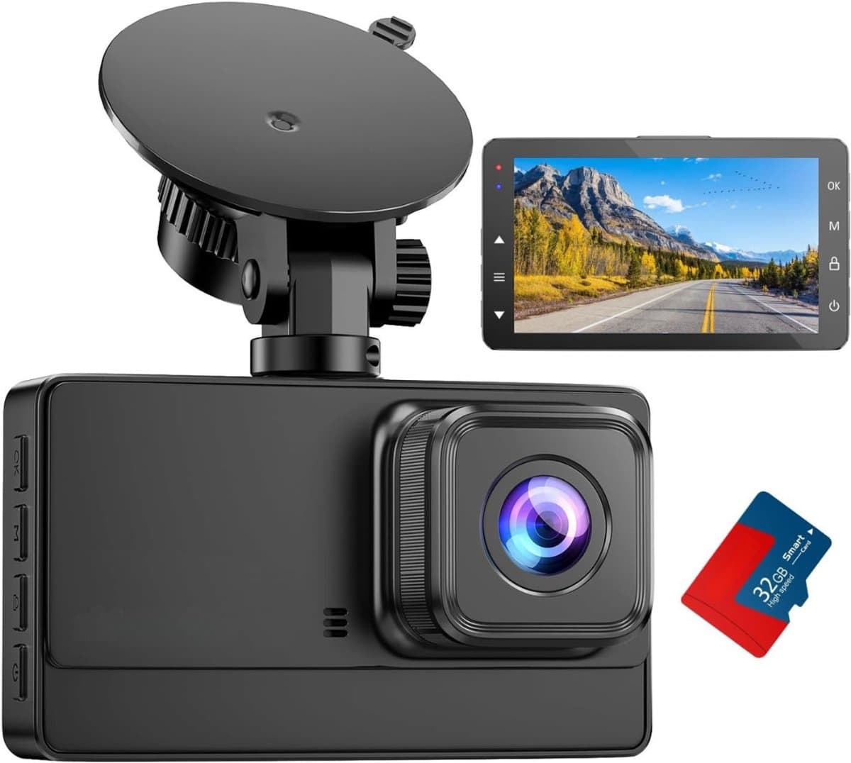 Quvo® Dashcam voor Auto Voor en Achter - Dashcam - Zwart - 15cm x 12cm x 9cm — afbeelding 1