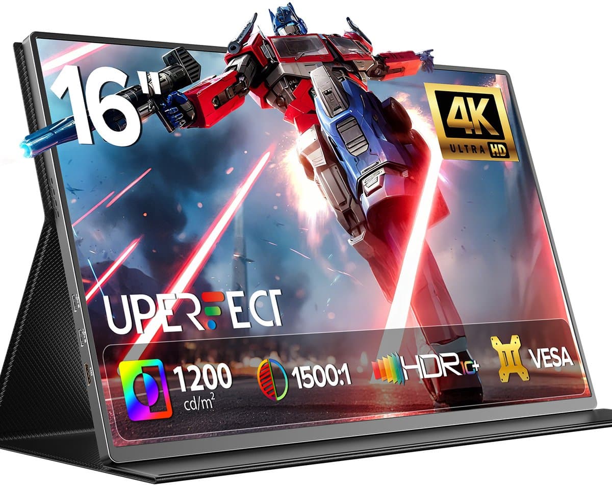 Uperfect Portable Monitor ColorT06 16.0" |3840*2400P|+| 16.7M (8bit)|+|104.8%sRGB|+1200(cd/m²)+1500:1 Contrast+IPS Draagbaar monitor with Dual USB-C/MINI HDMI & Speakers — afbeelding 1