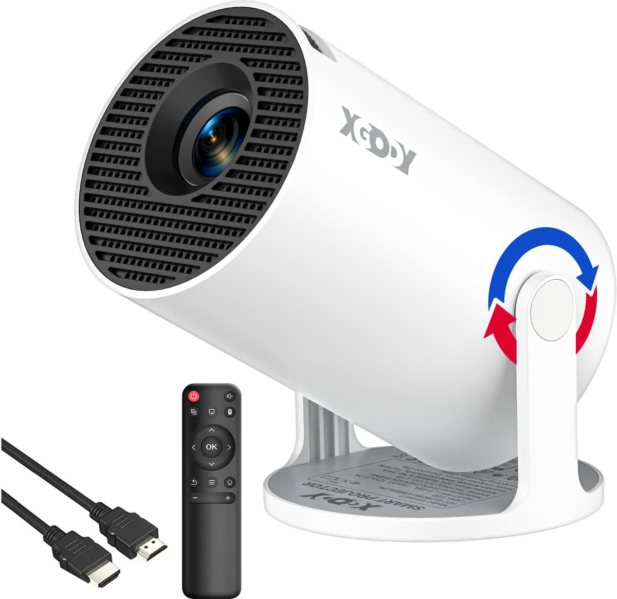 XGODY Gimbal 3 New Mini Beamer Editie 2026 - Projector - 4K Support - Geschikt voor IOS en Android - Android 14 - Draagbaar - Thuisbioscoop - Wit — afbeelding 1