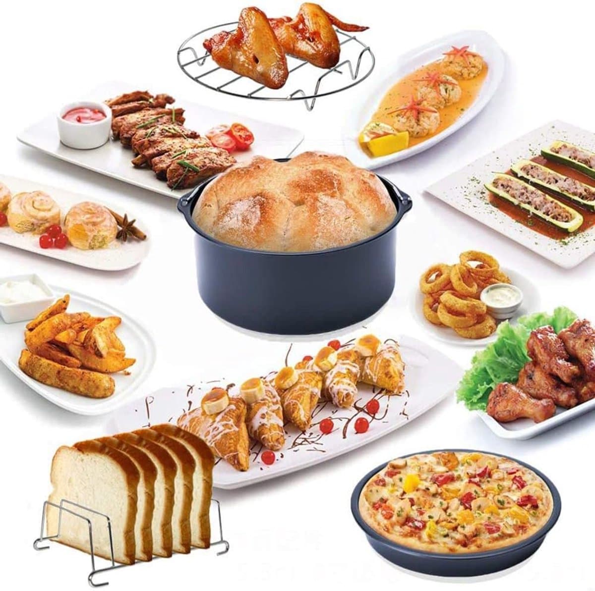 Airfryer Accessoires Complete Set - Inclusief Airfryer Siliconen Bakje - Ø 20cm Airfryer Accessoires Set - 12 delig - Compatibel met 3.2QT - 6.8QT Airfryers — afbeelding 1