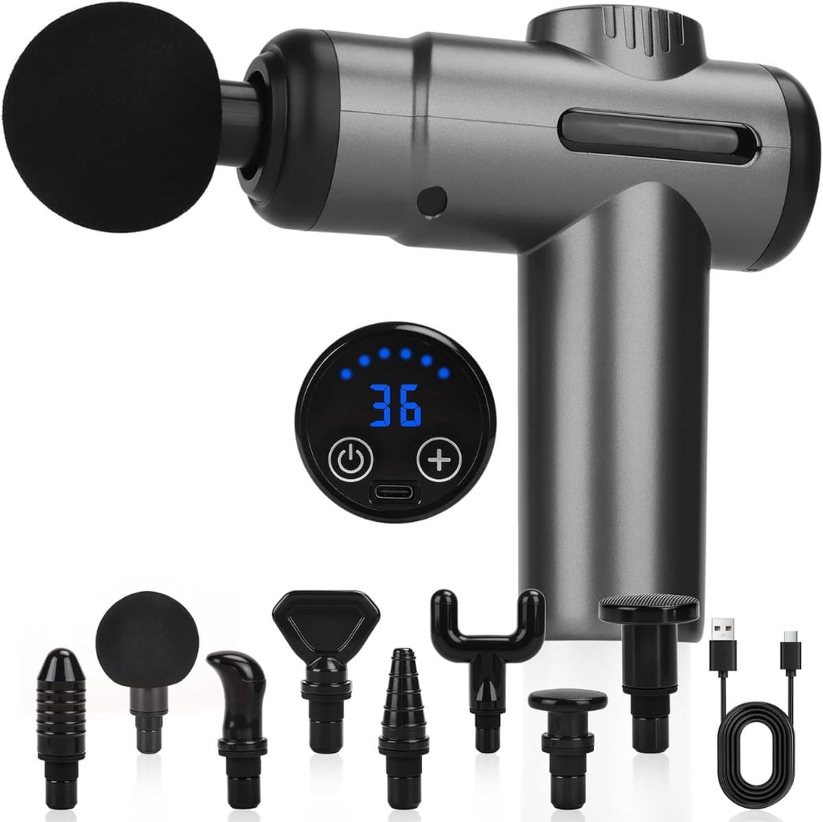 TopChoice® Massage Gun Draadloos - Spierontspanning - Apparaat - 99 Snelheden - Zwart — afbeelding 1