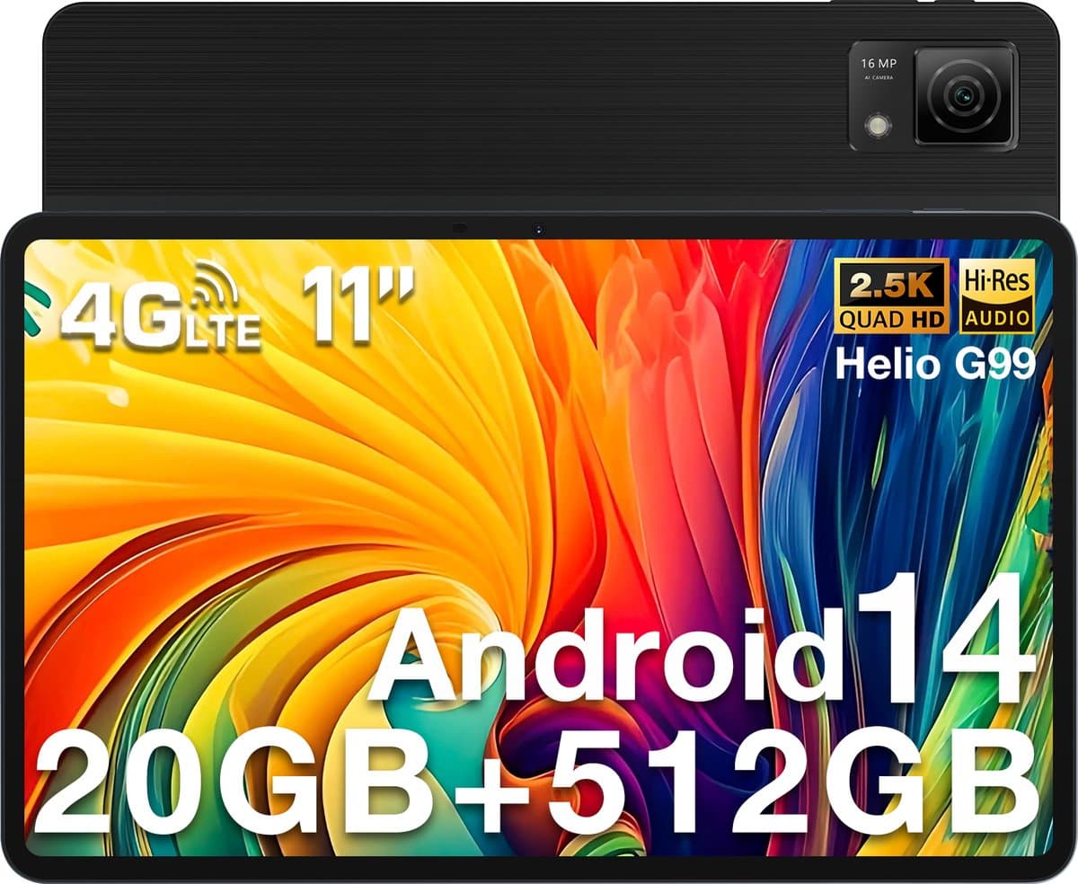 DOOGEE T40 Table 11 "2.5K 20GB 20GO RAM + 512GO ROM Android 14 Helio G99 Battery 8580mAh 16MP + 8MP,Zwart — afbeelding 1