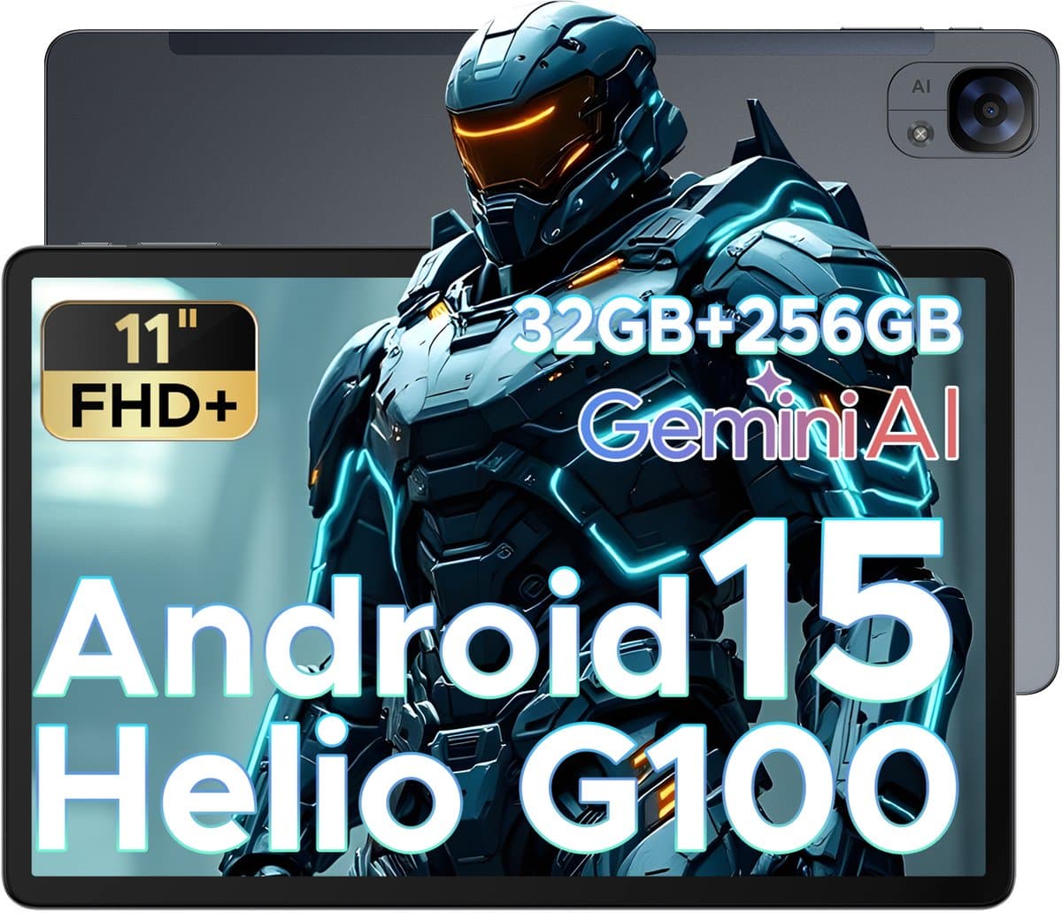 Doogee Tab E3 -Tablet-Android 15- 11 inch 90Hz FHD+ - 4G LTE-Gemini AI-32GB ROM+256GB ROM(2TB TF)-Helio G100-8800mAh/18W-Dubbele luidsprekers-Face ID-5G Wi-Fi-A GPS-GPS-Grijs — afbeelding 1