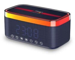 Oracle Red Bull Racing Wekkerradio - Digitale Wekker met draadloos opladen - Bluetooth Speaker - Oplaadbaar - Multi Color LED Verlichting - 30W Max Vermogen - TWS