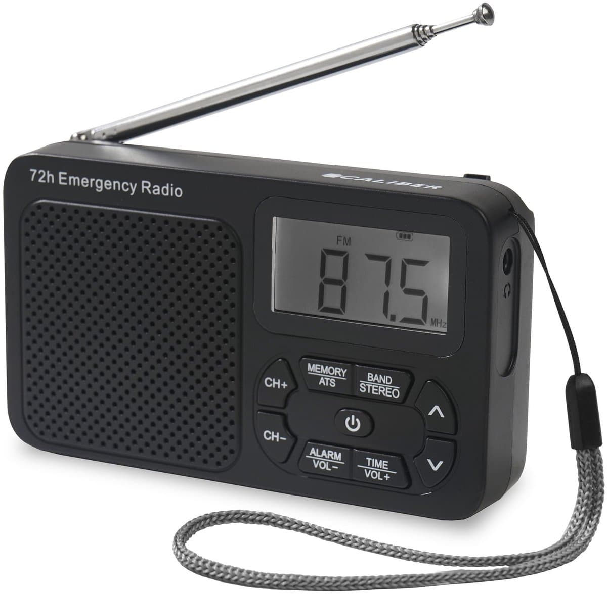 Caliber Draagbare Radio op Batterijen - Noodradio - Noodpakket Denk Vooruit - AM & FM - Koptelefoonaansluiting (HPG320B) — afbeelding 1