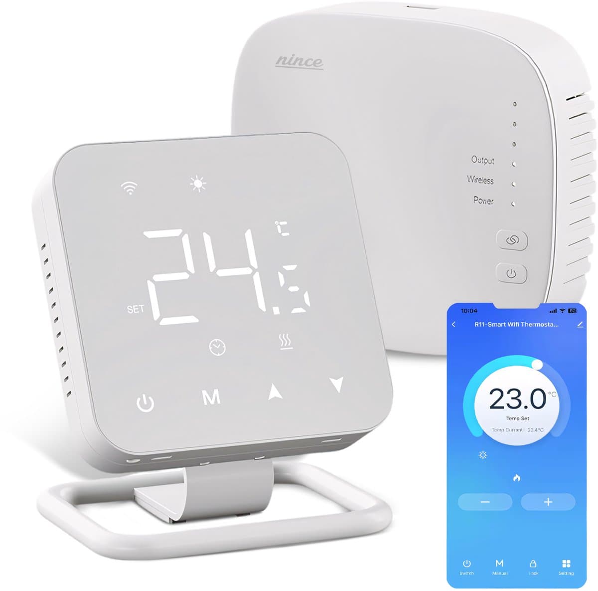 Nince Slimme Thermostaat - Wifi & Draadloos - Voor CV, Vloerverwarming & Radiatoren - Met App & Dagprogramma - Wit — afbeelding 1