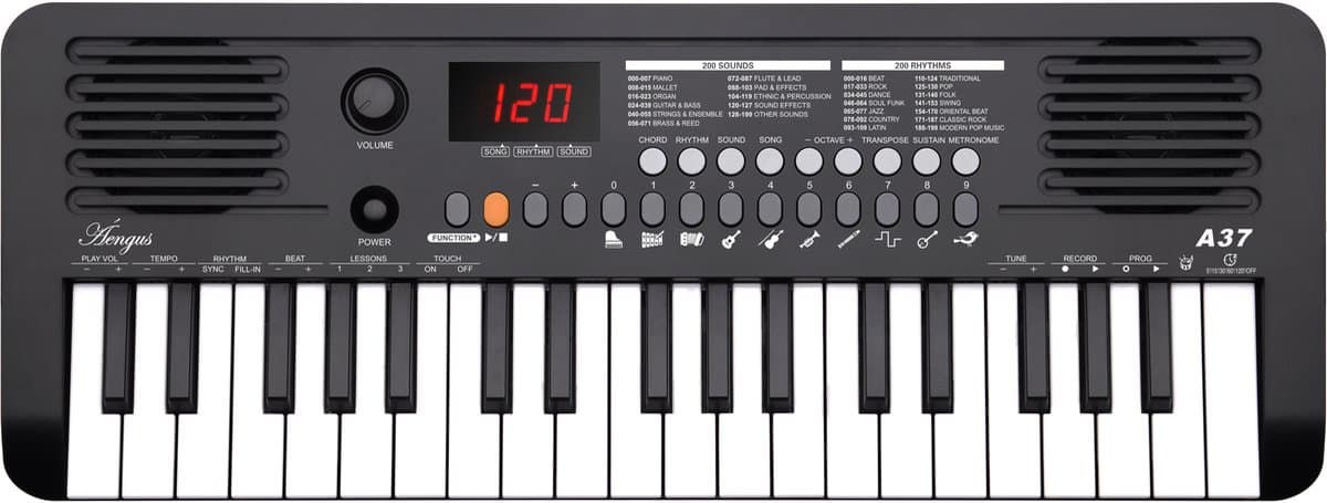 Áengus Keyboard Piano Keyboard Kind met 37 toetsen - Aanslaggevoelige Toetsen - USB-C MIDI - Zwart — afbeelding 1