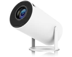 4K Mini Projector, HY300 Portable Projector, Supports 180 ° Rotation, 160 ANSI Automatic Keystone Correction, WiFi 6 , Android 11, Android Intelligent System, Built-in Battery, Suitable for Indoor and Outdoor Camping
