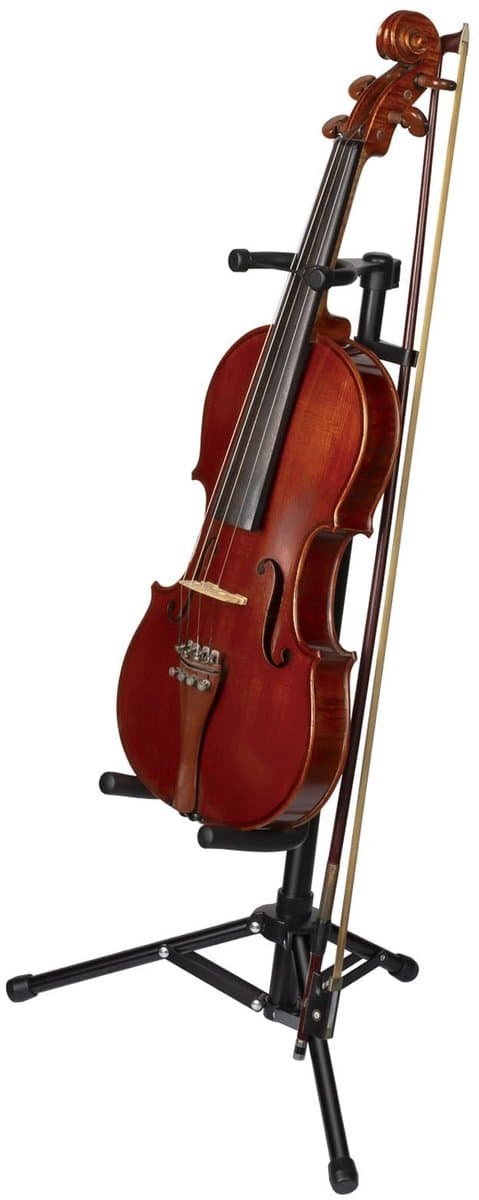 Violin stand, adjustable height violin stand with bow holder, aluminum alloy instrument stand ukulele stand with locking buckle on top — afbeelding 1
