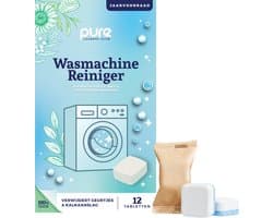 Pure Laundry Club Wasmachine Reiniger Tabletten - Jaarvoorraad (12 Stuks) - Voor Stinkende Wasmachines - Verwijdert Muffe Geurtjes, Kalk & Vetluis - 100% Plasticvrij