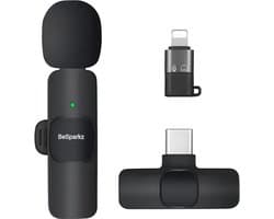 BeSparkz Draadloze Microfoon - Dasspeld Microfoon - Usb C & Iphone - Lavelier Microfoon - Plug & Play