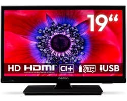 MEDION 47 cm (19 inch) HD TV (perfect voor camping, camper, vrachtwagen, tuin, 12V autoadapter, Triple Tuner, HDMI, USB), MD 819000