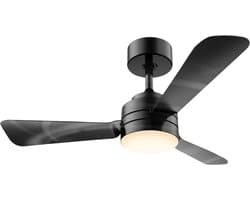 Bovista Plafondventilator - Met Verlichting - Plafond Ventilator - Met Lamp - Plafonniere Met Ventilator - Met Licht - Zwart - 70cm
