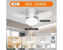 Livano Plafondventilator - Met Verlichting - Plafond Ventilator - Met Lamp - Plafonniere Met Ventilator - Met Licht - Wit - 88cm