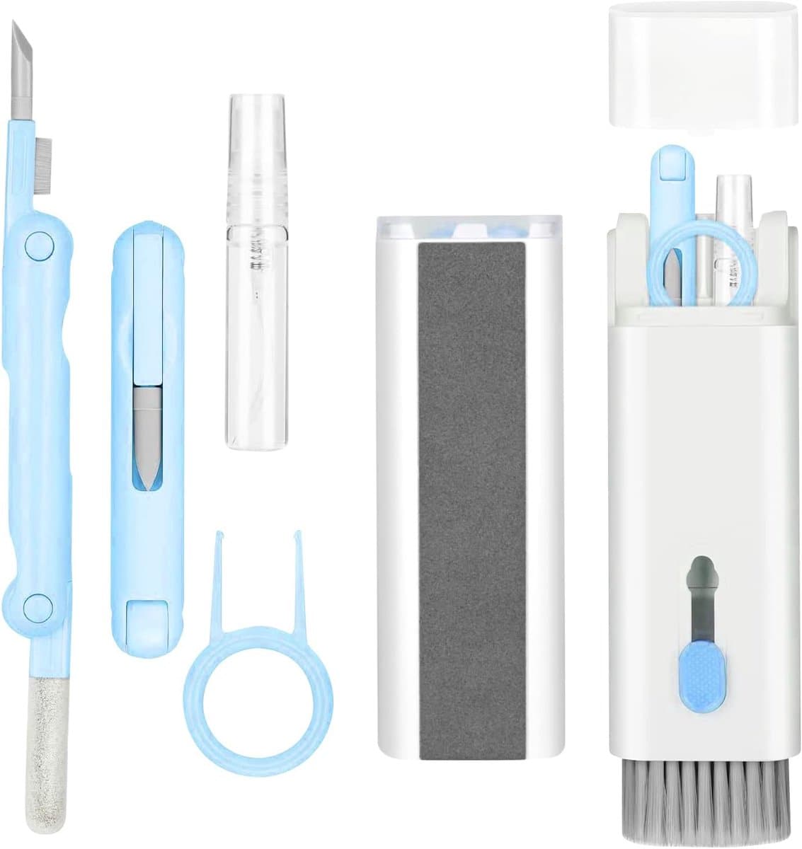 PolkaHome® 7in1 Schoonmaakset – Geschikt voor Smartphones, Oortjes & Laptops – Schoonmaak Set voor Computer / Laptop / Tablet / Telefoon / AirPods & Earbuds / Auto – AirPods Cleaner – Vuilreiniger – Stofreiniger – Schoonmaakkit — afbeelding 1