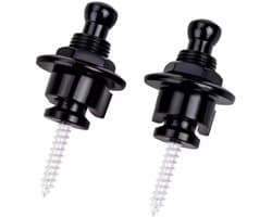 2 x Zwarte Straplocks voor Gitaar - Strap Locks - Zwart - Gitaarriem slot - Gitaarband strap lock - Gitaarriem Blok - Strappin bevestiging - Strap Block Button - 2 stuks