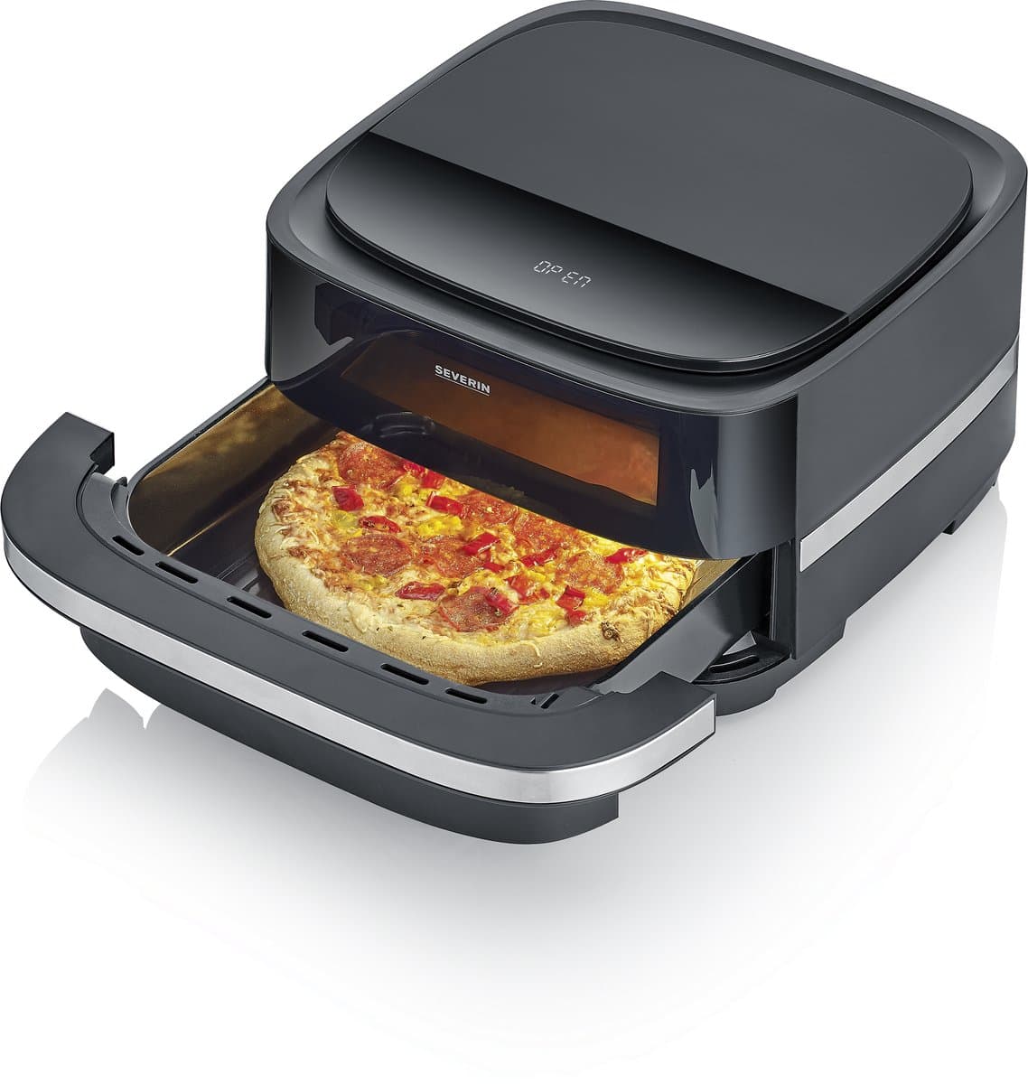 FR 2464 Severin S-Fry Pizza & More - Airfryer - Hetelucht friteuse - Pizzaoven - 4 liter - Brede vorm - Kijkvenster — afbeelding 1