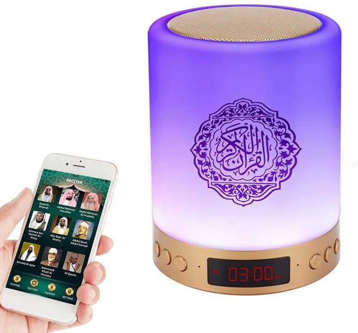 Igoods Koran Speaker - Quran Speaker - Draadloze speakers - Smart Speakers - Quran lamp - Led Lamp Touch - Afstandsbediening - 40 Hadith - Met App — afbeelding 1