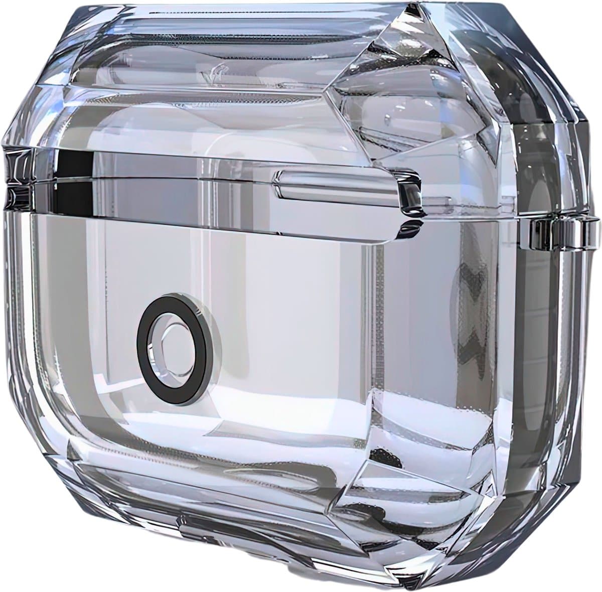 Ainy - PRO Diamant Hoesje met koord - Geschikt voor Apple Airpods Pro 2 / Pro 1 | Siliconen transparant case met keycord | schokbestendig | Uitsparing voor oplaadpoort & draadloos opladen ondersteund | cadeau voor haar — afbeelding 1