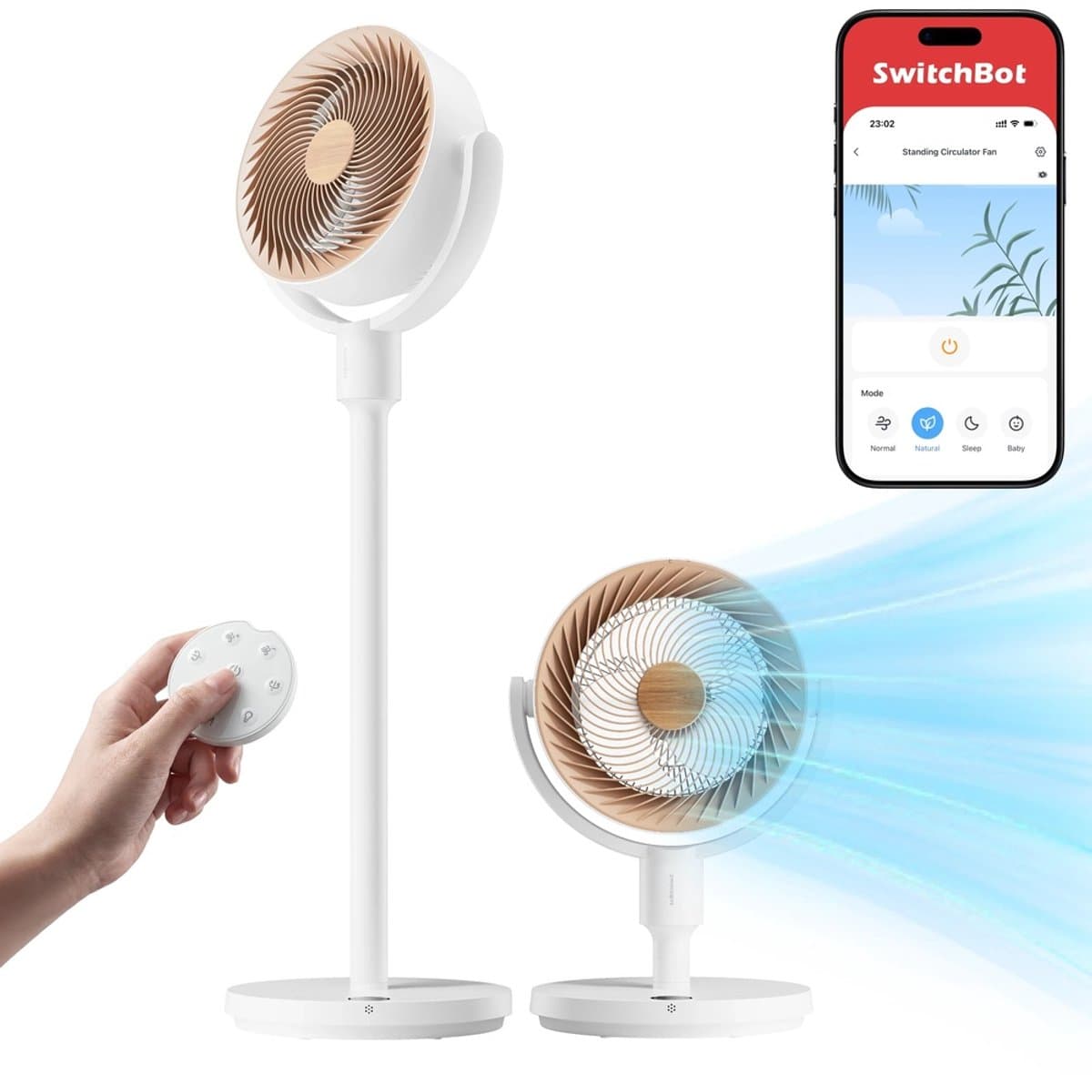 SwitchBot Staande Circulatieventilator – Oplaadbare Slimme Ventilator met Afstandsbediening en App – Wit — afbeelding 1