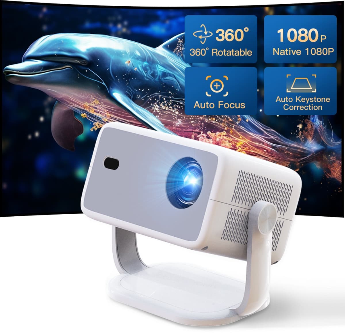 Beamer Native 1080P - 80W Vermogen - 1920 x 1080 Resolutie - LCD - Zwart - Voor Thuisbioscoop Projector — afbeelding 1