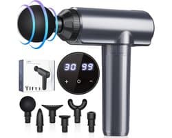 Beenmassageapparaat - Grijs - Percussietherapie Spiermassagepistool met 6 Massagekoppen en LCD-Display - Voor Spierpijnverlichting
