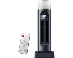 Torenventilator - Bladloze ventilator - Stille koeling - Instelbare luchtstroom - 38x14x38 cm - Zwart