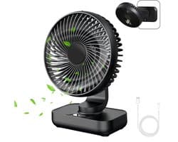 Tafelventilator Draadloos – Oplaadbare USB Ventilator, Stil, Oscillerend, 4 Snelheden, 4000 mAh Zwart