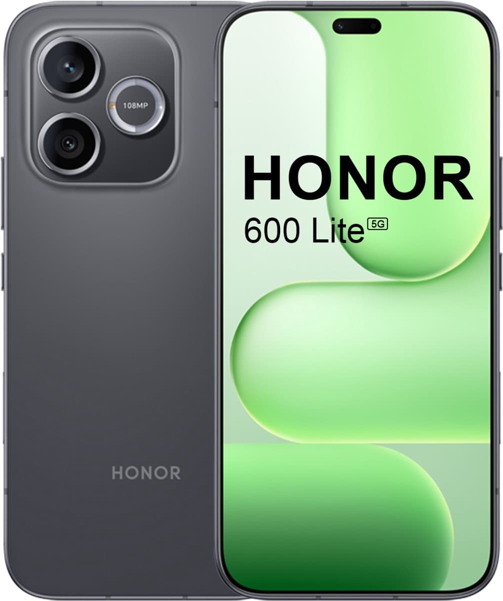 HONOR 600 Lite 8GB+256GB 5G Smartphone – 6.6" AMOLED 120Hz – 108MP Camera – 6520mAh Batterij – Zwart Mobiel — afbeelding 1