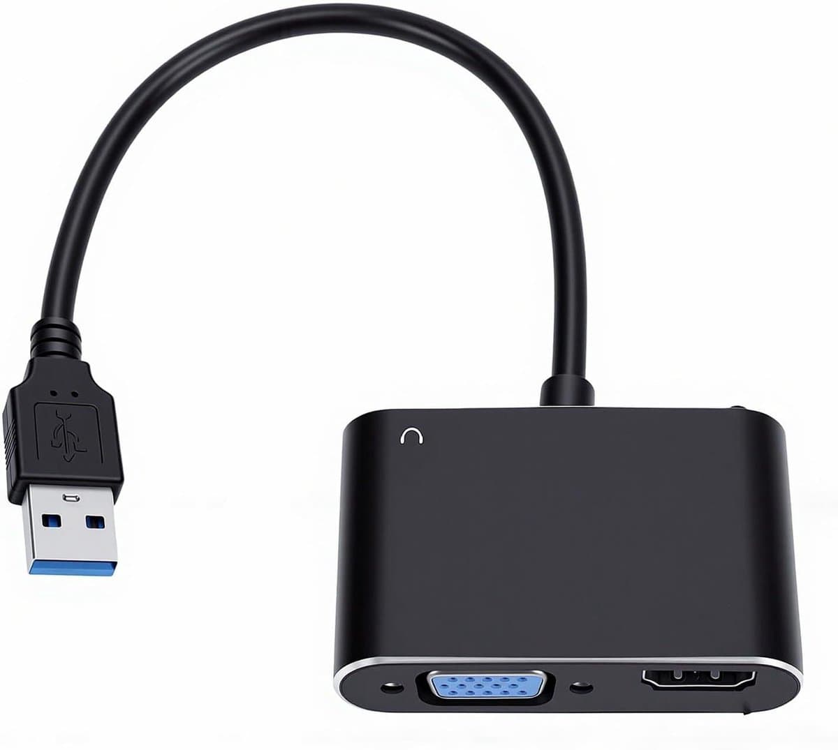 USB naar VGA Adapter - Externe Beeldscherm - Werk en Entertainment - Ondersteunt 2 Schermen - Full HD 1080p - Zwart — afbeelding 1