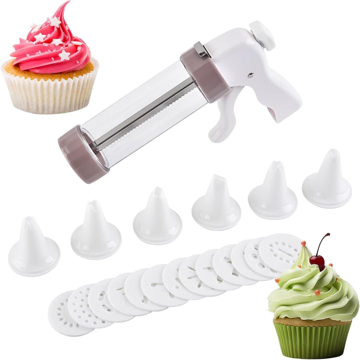 Koekjespers - Koekjesmachine Bakapparaat - Zelf Koekjes Maken - Met 13 Schijven - 22 x 14.5 cm - Wit — afbeelding 1