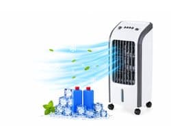 BIXc®- Mobiele Airconditioner, Airco, 4-in-1 Luchtkoeler, Luchtbevochtiger, Ventilator, 3 Snelheden, 4 Liter Watertank, Afstandsbediening, Timer, Koelelementen, voor Thuis, Kantoor.