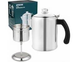Ploutos® Percolator - Geschikt voor Inductie - Bialetti - Zwart/Wit - 13cm x 13cm x 21cm