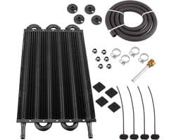 Oliekoeler Transmissie - Radiator Kit - Motorolie Koelen - Verbetert Koelefficiëntie - 6 Rij - Zwart