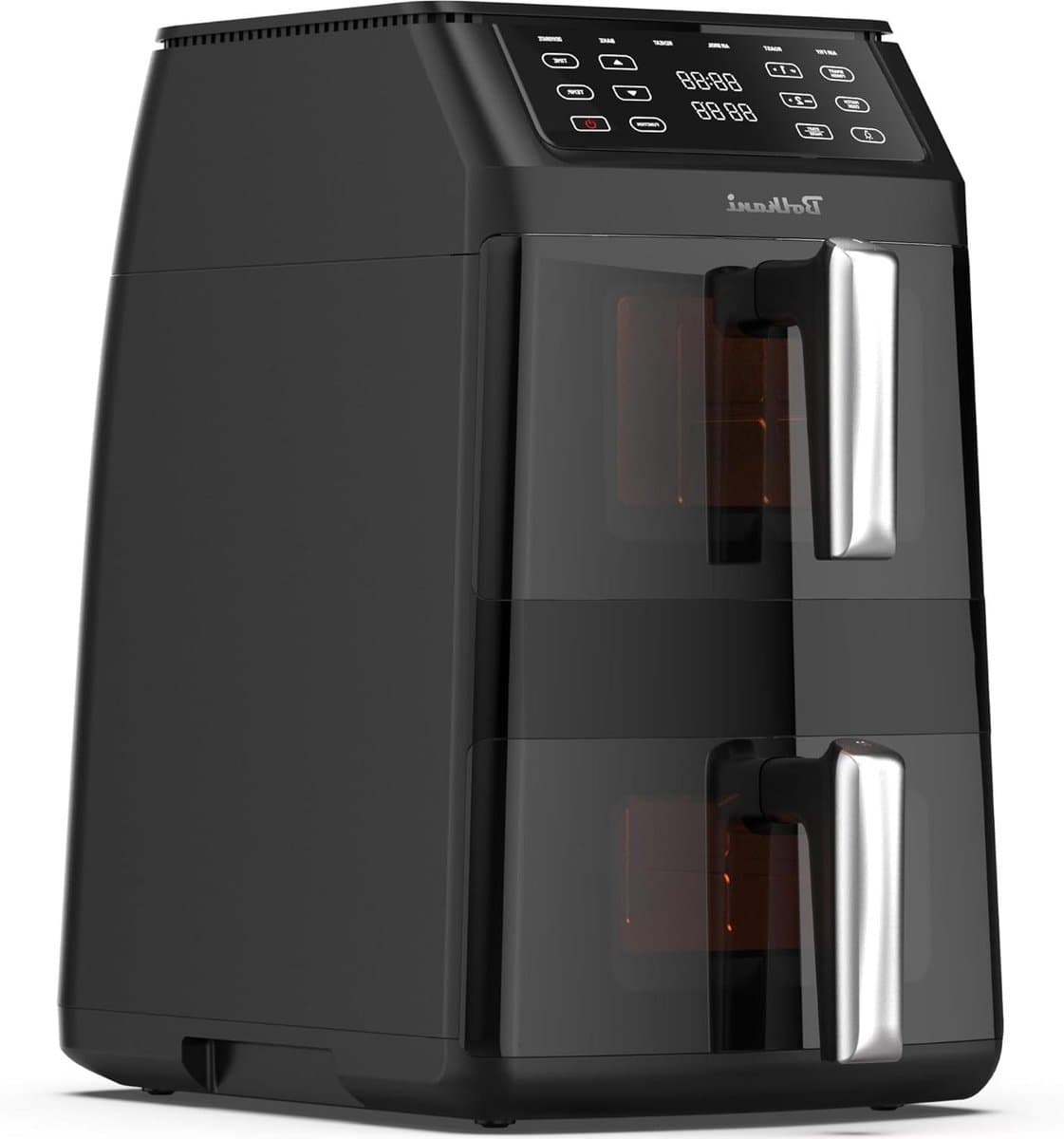 Dubbele Heteluchtfriteuse - Airfryer XL - Gezond Koken - Twee Verticale Kamers - 11 Liter - Zwart en Zilver — afbeelding 1